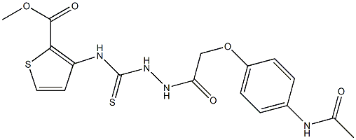 methyl 3-{[(2-{2-[4-(acetylamino)phenoxy]acetyl}hydrazino)carbothioyl]amino}-2-thiophenecarboxylate Struktur