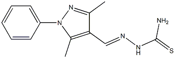 2-[(E)-(3,5-dimethyl-1-phenyl-1H-pyrazol-4-yl)methylidene]-1-hydrazinecarbothioamide Struktur