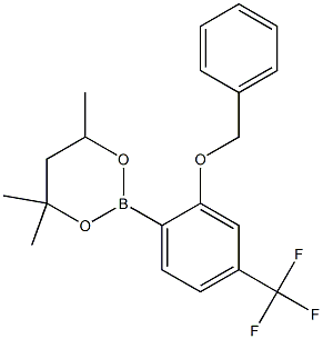 2-[2-Benzyloxy-4-(trifluoromethyl)phenyl]-4,4,6-trimethyl-1,3,2-dioxaborinane Struktur