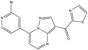 [7-(2-bromopyridin-4-yl)pyrazolo[1,5-a]pyrimidin-3-yl](thiazol-2-yl)methanone Struktur