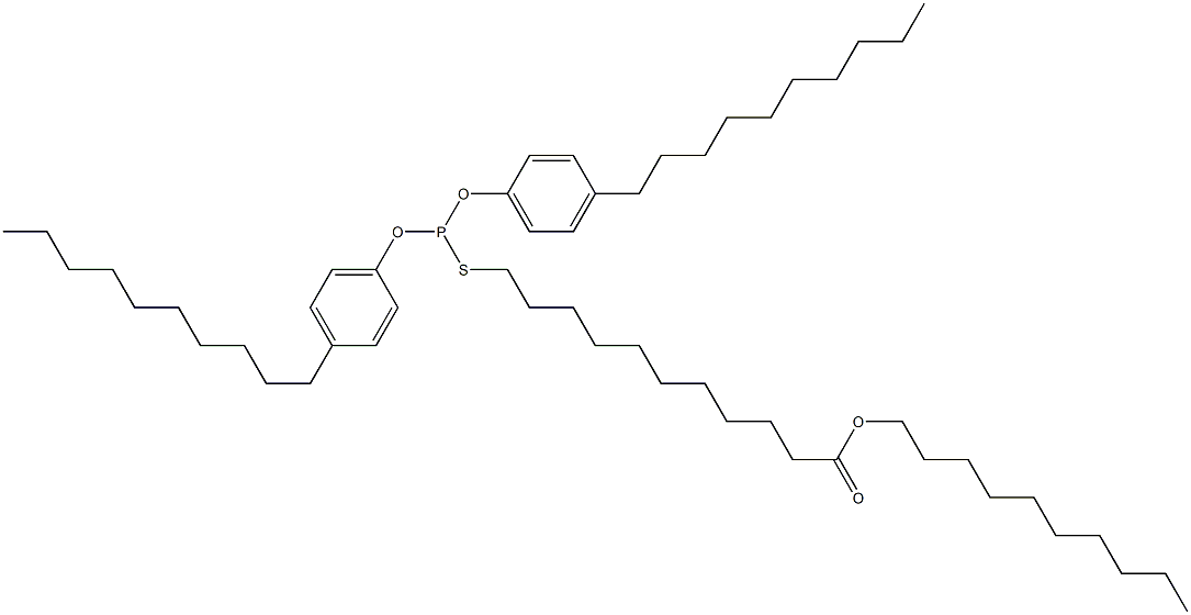 Thiophosphorous acid O,O-bis(4-decylphenyl)S-(11-decyloxy-11-oxoundecyl) ester Struktur