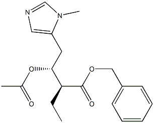 (2S,3R)-2-Ethyl-4-[(1-methyl-1H-imidazol)-5-yl]-3-acetoxybutanoic acid benzyl ester Struktur