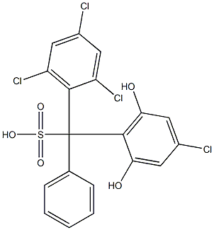 (4-Chloro-2,6-dihydroxyphenyl)(2,4,6-trichlorophenyl)phenylmethanesulfonic acid Struktur