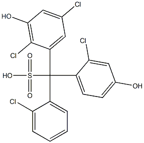 (2-Chlorophenyl)(2-chloro-4-hydroxyphenyl)(2,5-dichloro-3-hydroxyphenyl)methanesulfonic acid Struktur