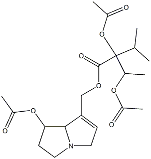 2,3-Diacetoxy-2-isopropylbutanoic acid (5,6,7,7a-tetrahydro-7-acetoxy-3H-pyrrolizin)-1-ylmethyl ester Struktur