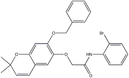 2,2-Dimethyl-7-(benzyloxy)-6-[[(2-bromophenylamino)carbonyl]methoxy]-2H-1-benzopyran Struktur