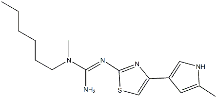 2-[Amino[methyl(hexyl)amino]methylene]amino-4-(2-methyl-1H-pyrrol-4-yl)thiazole Struktur