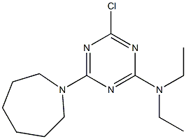 2-Chloro-4-diethylamino-6-[(2,3,4,5,6,7-hexahydro-1H-azepin)-1-yl]-1,3,5-triazine Struktur