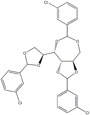 1-O,4-O:2-O,3-O:5-O,6-O-Tris(3-chlorobenzylidene)-L-glucitol Struktur