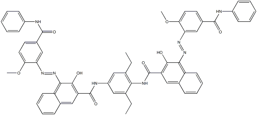 N,N'-(2,6-Diethyl-1,4-phenylene)bis[4-[[2-methoxy-5-(phenylcarbamoyl)phenyl]azo]-3-hydroxy-2-naphthalenecarboxamide] Struktur