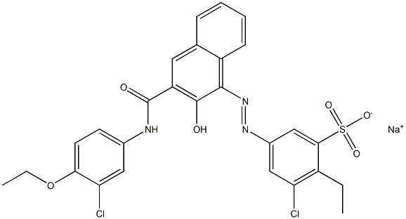 3-Chloro-2-ethyl-5-[[3-[[(3-chloro-4-ethoxyphenyl)amino]carbonyl]-2-hydroxy-1-naphtyl]azo]benzenesulfonic acid sodium salt Struktur