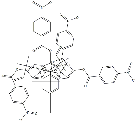 4-Nitrobenzoic acid 2,6-[[5-tert-butyl-2-(4-nitrobenzoyloxy)-1,3-phenylene]bis[methylene[5-tert-butyl-2-(4-nitrobenzoyloxy)-1,3-phenylene]methylene]]-4-tert-butylphenyl ester Struktur