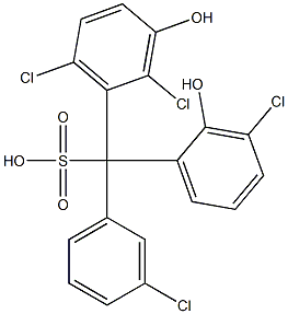 (3-Chlorophenyl)(3-chloro-2-hydroxyphenyl)(2,6-dichloro-3-hydroxyphenyl)methanesulfonic acid Struktur