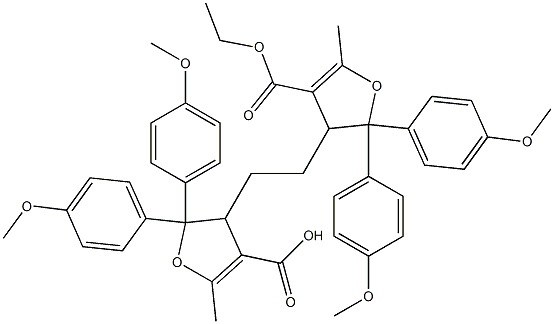 3,3'-(Ethylene)bis[2,3-dihydro-5-methyl-2,2-bis(4-methoxyphenyl)furan-4-carboxylic acid ethyl] ester Struktur