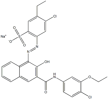 4-Chloro-3-ethyl-6-[[3-[[(4-chloro-3-ethoxyphenyl)amino]carbonyl]-2-hydroxy-1-naphtyl]azo]benzenesulfonic acid sodium salt Struktur