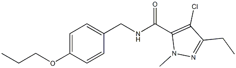 4-Chloro-5-ethyl-2-methyl-N-[4-propoxybenzyl]-2H-pyrazole-3-carboxamide Struktur