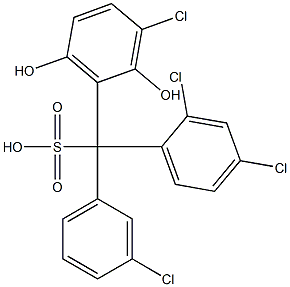 (3-Chlorophenyl)(2,4-dichlorophenyl)(3-chloro-2,6-dihydroxyphenyl)methanesulfonic acid Struktur