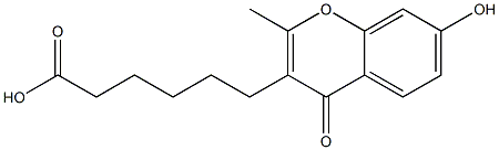 6-(7-Hydroxy-2-methyl-4-oxo-4H-1-benzopyran-3-yl)hexanoic acid Struktur