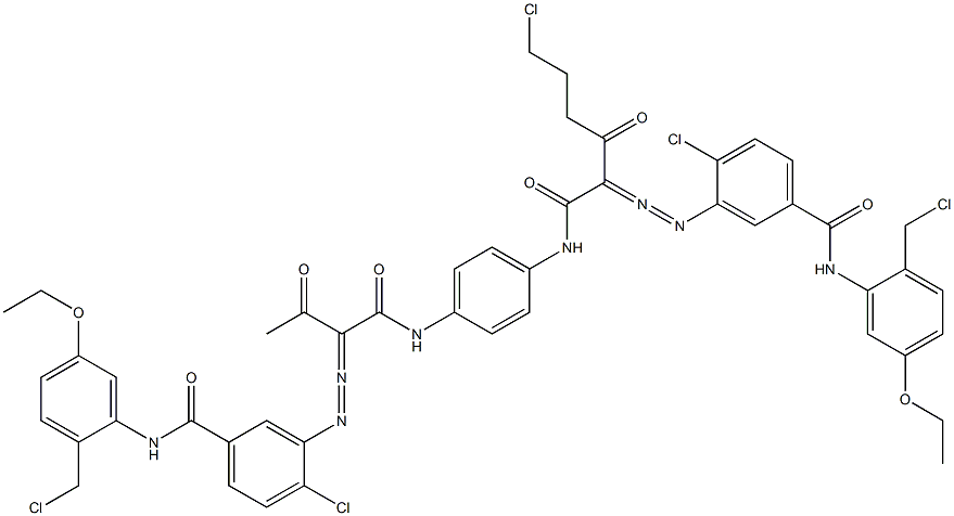 3,3'-[2-(2-Chloroethyl)-1,4-phenylenebis[iminocarbonyl(acetylmethylene)azo]]bis[N-[2-(chloromethyl)-5-ethoxyphenyl]-4-chlorobenzamide] Struktur