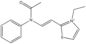 2-[2-[Acetyl(phenyl)amino]ethenyl]-3-ethylthiazolium Struktur