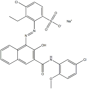 4-Chloro-3-ethyl-2-[[3-[[(3-chloro-6-methoxyphenyl)amino]carbonyl]-2-hydroxy-1-naphtyl]azo]benzenesulfonic acid sodium salt Struktur