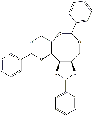 1-O,3-O:2-O,6-O:4-O,5-O-Tribenzylidene-D-glucitol Struktur