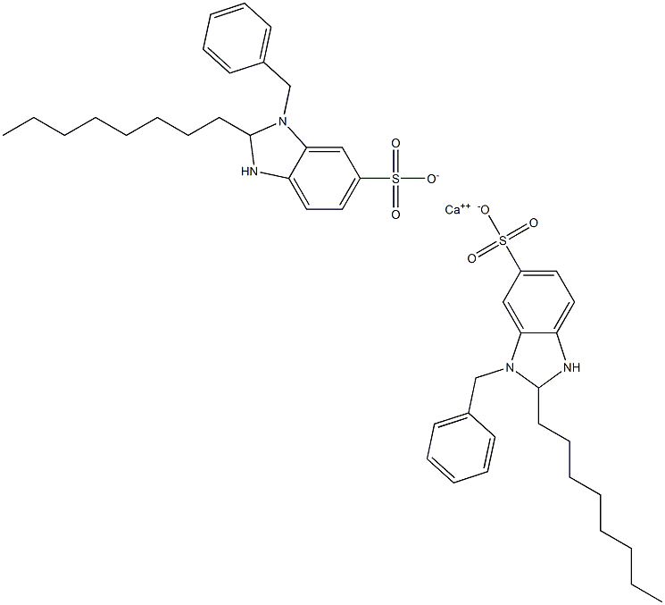 Bis(1-benzyl-2,3-dihydro-2-octyl-1H-benzimidazole-6-sulfonic acid)calcium salt Struktur