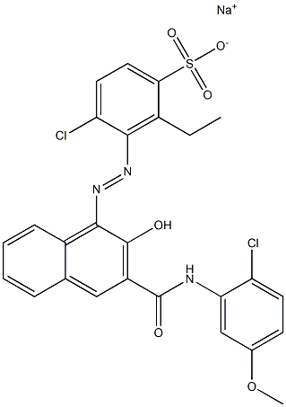 4-Chloro-2-ethyl-3-[[3-[[(2-chloro-5-methoxyphenyl)amino]carbonyl]-2-hydroxy-1-naphtyl]azo]benzenesulfonic acid sodium salt Struktur