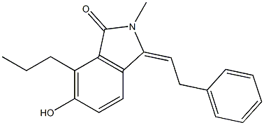 6-Hydroxy-2-methyl-7-propyl-3-(2-phenylethylidene)-2H-isoindol-1-one Struktur