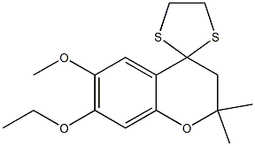 2,2-Dimethyl-7-ethoxy-6-methoxy-3,4-dihydrospiro[2H-1-benzopyran-4,2'-1,3-dithiolane] Struktur