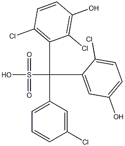 (3-Chlorophenyl)(2-chloro-5-hydroxyphenyl)(2,6-dichloro-3-hydroxyphenyl)methanesulfonic acid Struktur