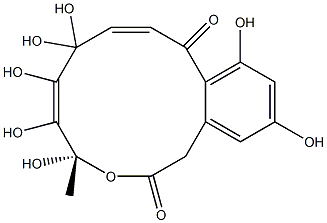 (4S)-4,5,6,7-Tetrahydroxy-7,11,13-trihydroxy-4-methyl-2H-3-benzoxacyclododecin-2,10(1H)-dione Struktur