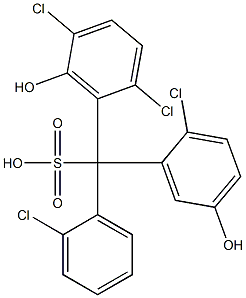 (2-Chlorophenyl)(2-chloro-5-hydroxyphenyl)(2,5-dichloro-6-hydroxyphenyl)methanesulfonic acid Struktur