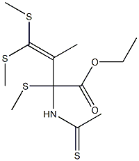 2,4,4-Tris(methylthio)-3-methyl-2-[(methylthiocarbonyl)amino]-3-butenoic acid ethyl ester Struktur