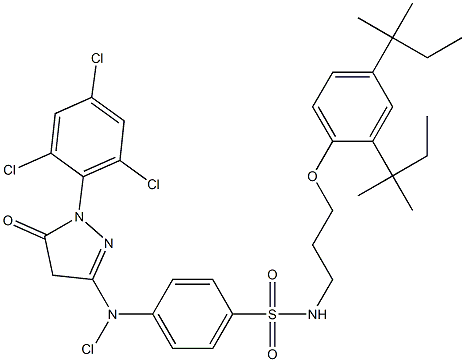 1-(2,4,6-Trichlorophenyl)-3-[N-chloro-4-[3-(2,4-di-tert-pentylphenoxy)propylsulfamoyl]anilino]-5(4H)-pyrazolone Struktur