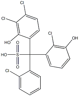 (2-Chlorophenyl)(2-chloro-3-hydroxyphenyl)(3,4-dichloro-2-hydroxyphenyl)methanesulfonic acid Struktur