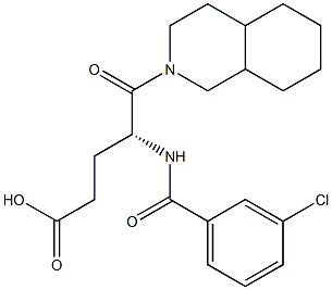 (R)-4-(3-Chlorobenzoylamino)-5-oxo-5-[(decahydroisoquinolin)-2-yl]valeric acid Struktur