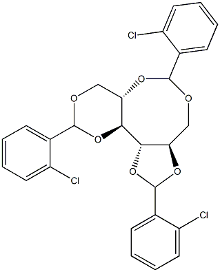 1-O,5-O:2-O,3-O:4-O,6-O-Tris(2-chlorobenzylidene)-L-glucitol Struktur