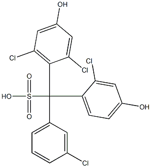 (3-Chlorophenyl)(2-chloro-4-hydroxyphenyl)(2,6-dichloro-4-hydroxyphenyl)methanesulfonic acid Struktur