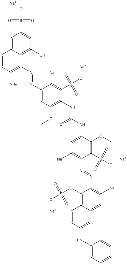 6-Amino-4-hydroxy-5-[[4-[N'-[4-[(1-hydroxy-6-phenylamino-3-sodiosulfo-2-naphthalenyl)azo]-2-methoxy-5-sodiosulfophenyl]ureido]-5-methoxy-2-sodiosulfophenyl]azo]naphthalene-2-sulfonic acid sodium salt Struktur