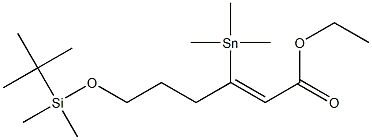 (Z)-3-(Trimethylstannyl)-6-(dimethyl tert-butylsiloxy)-2-hexenoic acid ethyl ester Struktur