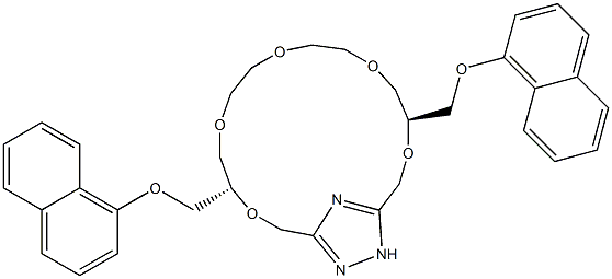 (4S,14S)-4,14-Bis(1-naphthalenyloxymethyl)-3,6,9,12,15-pentaoxa-18,19,20-triazabicyclo[15.2.1]icosa-1(20),17-diene Struktur