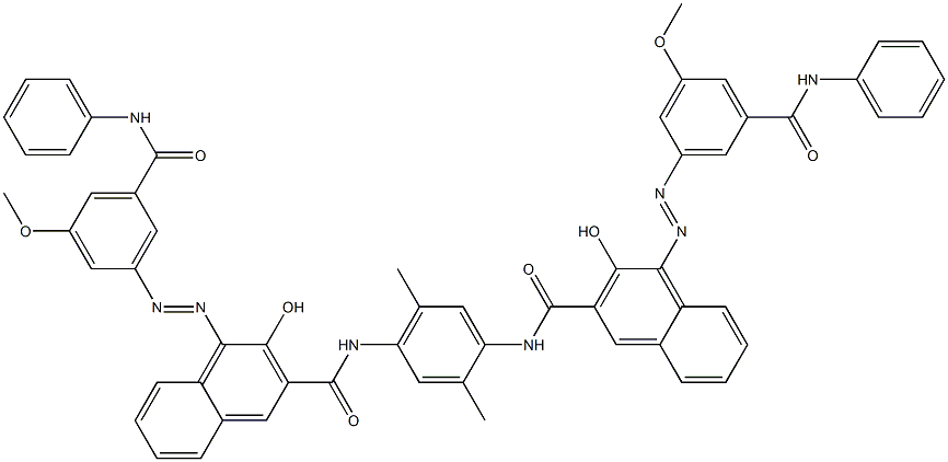 N,N'-(2,5-Dimethyl-1,4-phenylene)bis[4-[[3-methoxy-5-(phenylcarbamoyl)phenyl]azo]-3-hydroxy-2-naphthalenecarboxamide] Struktur