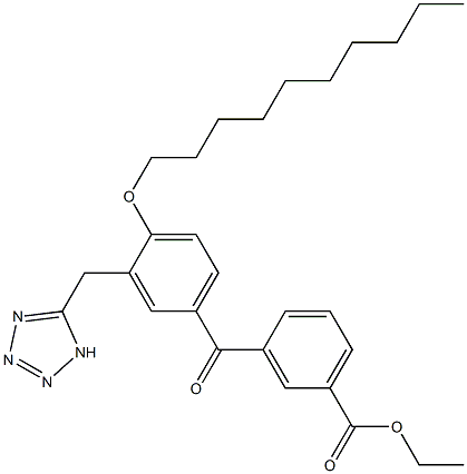 3-[4-Decyloxy-3-(1H-tetrazol-5-ylmethyl)benzoyl]benzoic acid ethyl ester Struktur