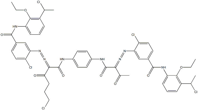 3,3'-[2-(2-Chloroethyl)-1,4-phenylenebis[iminocarbonyl(acetylmethylene)azo]]bis[N-[3-(1-chloroethyl)-2-ethoxyphenyl]-4-chlorobenzamide] Struktur