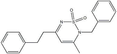 2-Benzyl-3-methyl-5-(2-phenylethyl)-2H-1,2,6-thiadiazine 1,1-dioxide Struktur