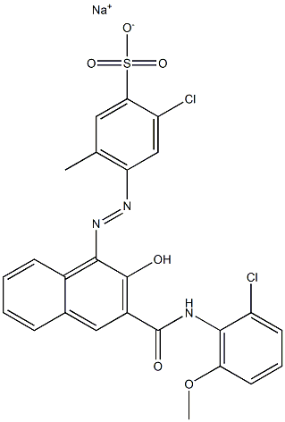 2-Chloro-5-methyl-4-[[3-[[(2-chloro-6-methoxyphenyl)amino]carbonyl]-2-hydroxy-1-naphtyl]azo]benzenesulfonic acid sodium salt Struktur