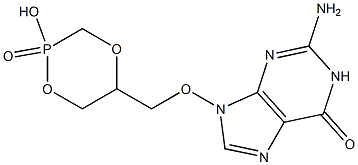 9-[(2-Hydroxy-2-oxo-1,4,2-dioxaphosphorinan-5-yl)methoxy]-2-amino-9H-purin-6(1H)-one Struktur