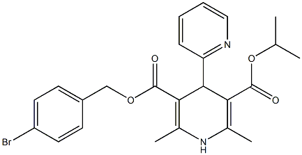 1,4-Dihydro-2,6-dimethyl-4-(2-pyridinyl)pyridine-3,5-dicarboxylic acid 3-(4-bromobenzyl)5-isopropyl ester Struktur