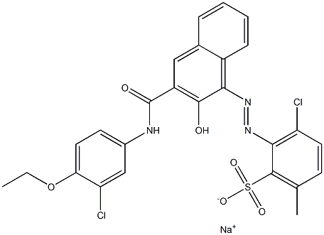 3-Chloro-6-methyl-2-[[3-[[(3-chloro-4-ethoxyphenyl)amino]carbonyl]-2-hydroxy-1-naphtyl]azo]benzenesulfonic acid sodium salt Struktur